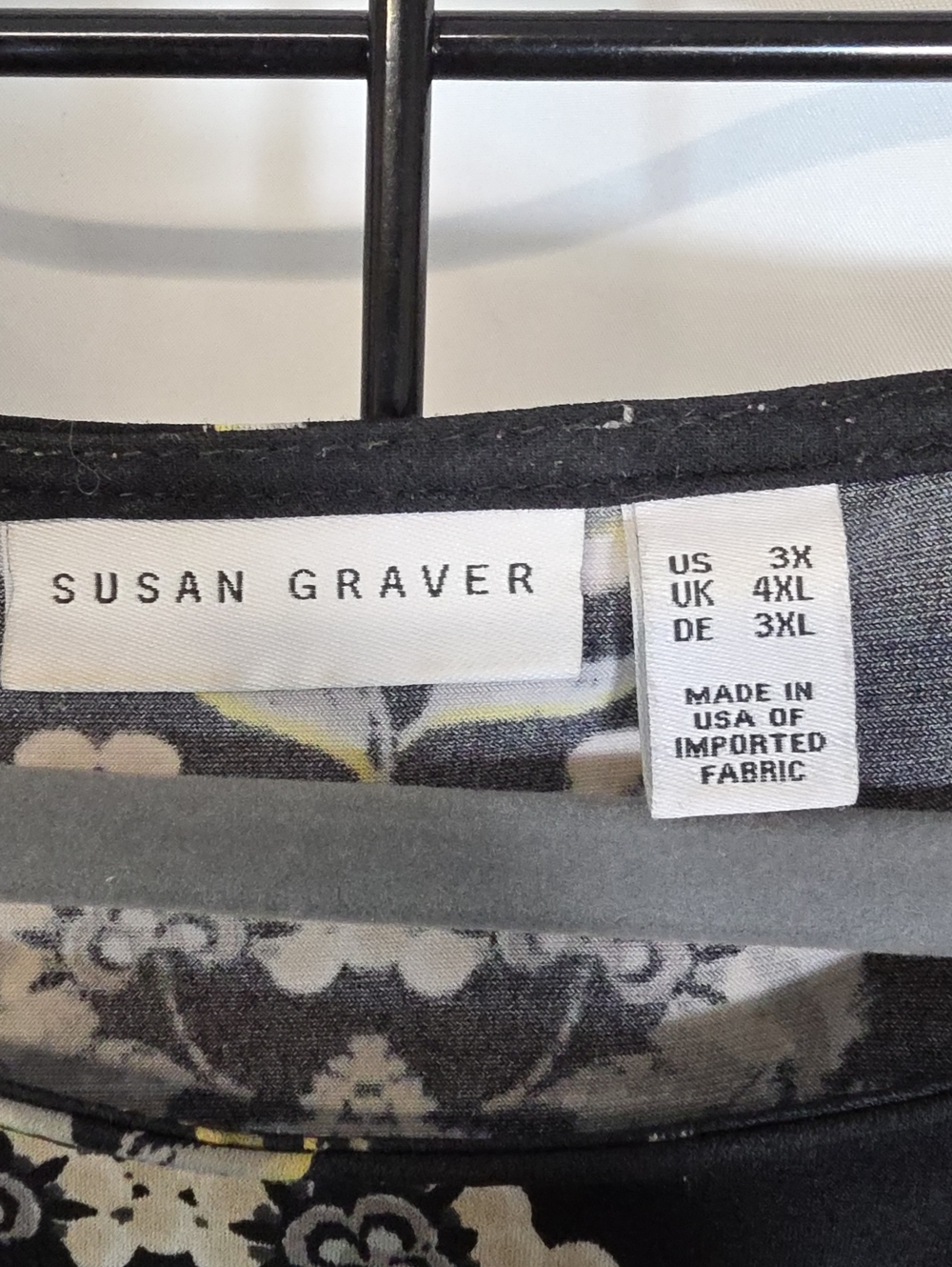 Susan Graver Black Long Sleeve Top with White and Yellow Floral Embroidery - Picture 2 of 10